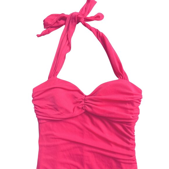 Halter Asymmetrical Ruffled Pink Dress Womens M Y2K Fairy 90s Tiered Barbie art - Picture 3 of 14